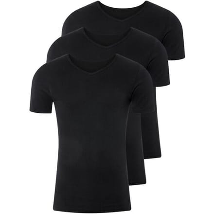 LIVERGY Herensinglets fijn rib, 3-pack (V-hals, Zwart, S)