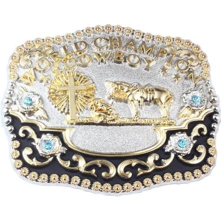 Biddende cowboy riemgesp Riemaccessoires Enorme legeringsgesp beige
