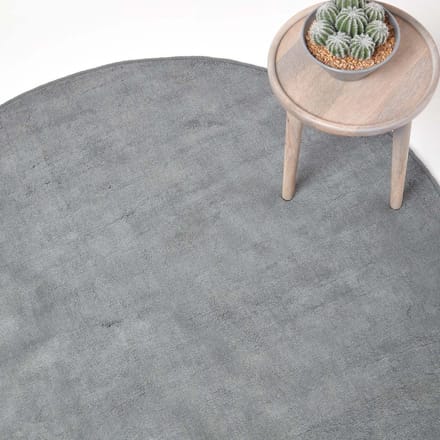 Homescapes Grijs laagpolig vloerkleed van 100% katoen, rond 150 cm