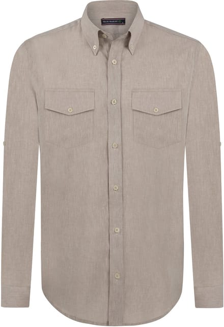 Felix Hardy Linnen Katoen Blend Shirt - Overhemd Heren Beige - M