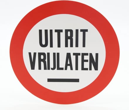 Repko bord rond "uitrit vrijlaten"
