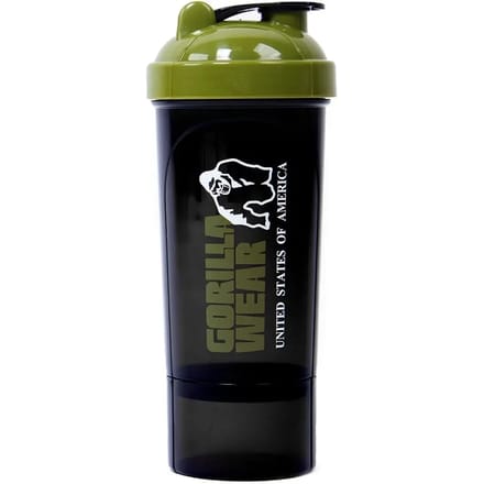 Gorilla Wear Compacte Shaker - Zwart/Legergroen - 500ml