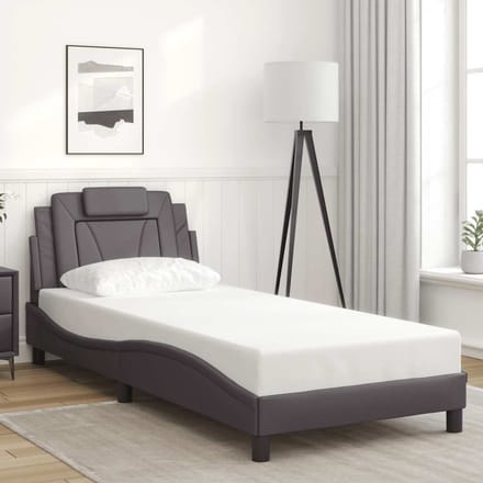 vidaXL - Bedframe - "Viana" - zonder - matras - kunstleer - grijs - 90x190 - cm