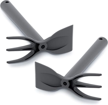 Set van 2x stuks zwarte kunststof hark/schoffel 29 cm - Tuingereedschap/moestuin/kruidentuin accessoires