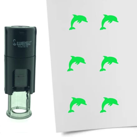 CombiCraft Stempel Dolfijn 10mm rond - Groene inkt