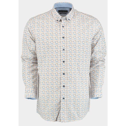 Bos Bright Blue R.b. boston casual hemd lange mouw regular fit cotton 427670/606