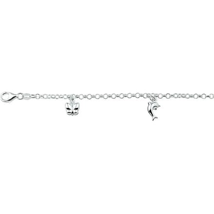 Zilver Gerhodineerde Armband diverse bedels 15 cm 1329676