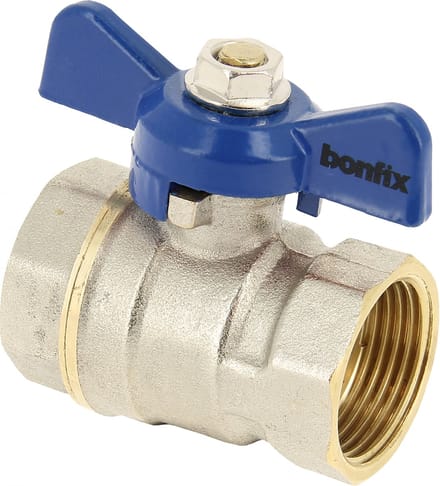 Bonfix Kogelkraan/schuifafsluiter - Blauwe vlindergreep bediening - drukklasse PN25 1/2 - 2 x binnendraad