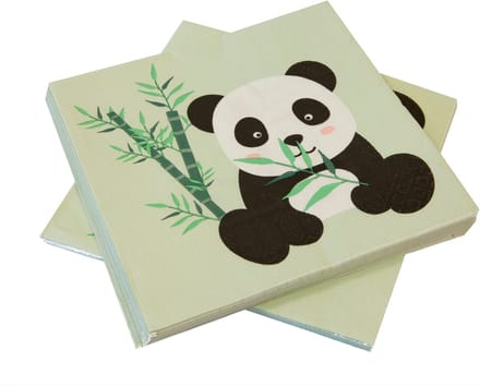 HOBI - 20 papieren panda servetten 33 x 33 cm pastelgroen