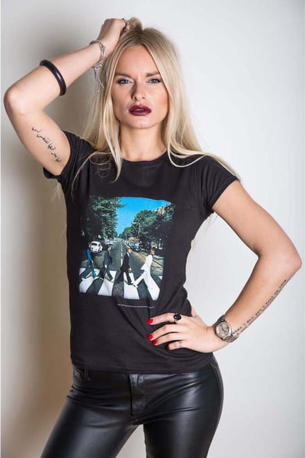 The Beatles Dames Tshirt -XL- Abbey Road Zwart
