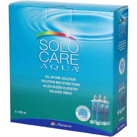SOLOCARE AQUA Multipack - 3 x 360ml + 3 lenshouders - Lenzenvloeistof