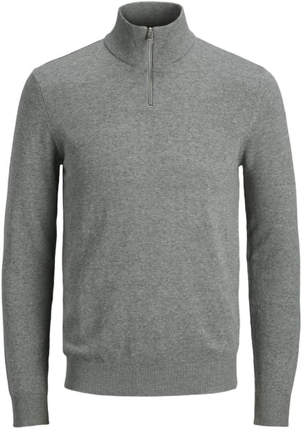 Jack & Jones - Heren Trui Emil Knit Half Zip - Grijs - Maat XL