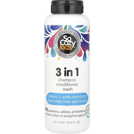 SoCozy, Enfants, Shampooing Après-shampoing Lavage 3-en-1, 10,5 fl oz (311 ml) gray