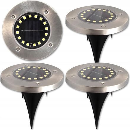 Solar 16 LED grondspot - 1,2 Watt - koud wit - schemersensor - set 4 stuks