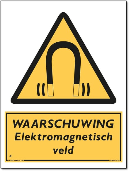 Elektromagnetisch veld bord - Waarschuwing - Aluminium - 30 x 40 cm