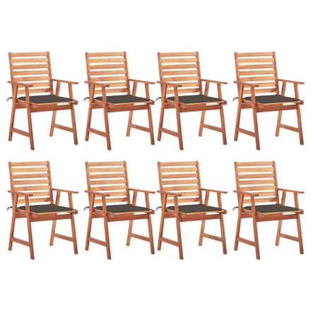 vidaXL - Tuinstoelen - 8 - st - met - kussens - massief - acaciahout