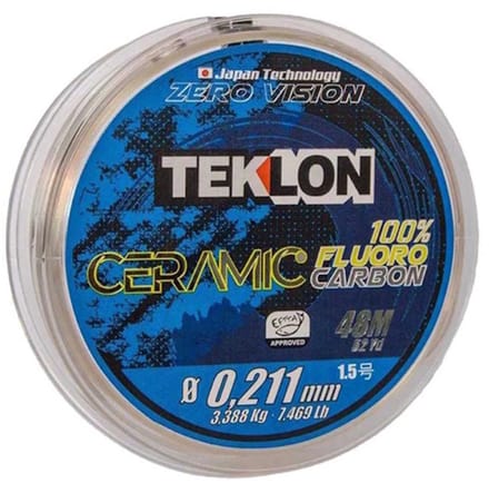 Teklon Ceramic Fluorocarbon vislijn 48 meter - 100% fluorocarbon leadermateriaal van Teklon voor maximale onzichtbaarheid onder water 0.102MM / 0,803KG