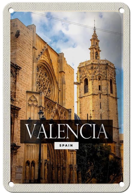 Blechschild Reise 12x18cm Valencia Spain Architektur Tourismus Schild
