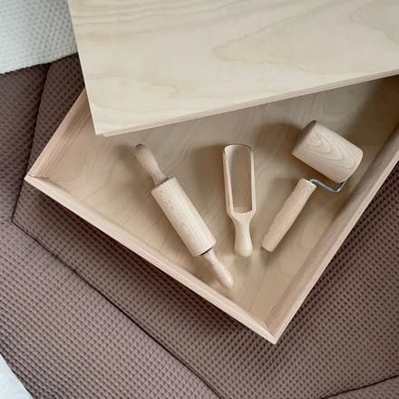 Sensory accessoires voor houten speelbak - schepje - twee rollers