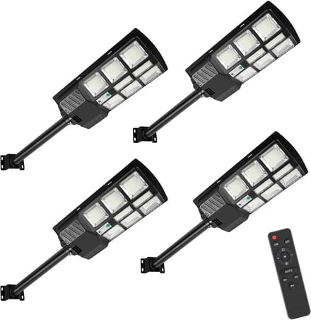 Set van 4 Krachtige 300W LED Buitenlamp op Zonne-energie met Bewegingssensor - IP67 Waterdicht