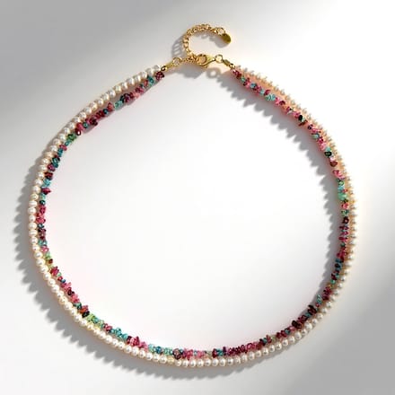 Exquisite Toermalijn Parel Zilver Ketting
