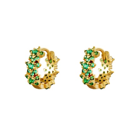 Oorbellen Monarch goud met zirkonia steentjes - groen