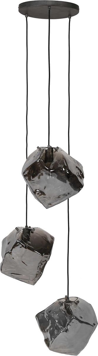 Dimehouse Glazen Hanglamp Rocks 3 3-lichts - Chroom glas - Design