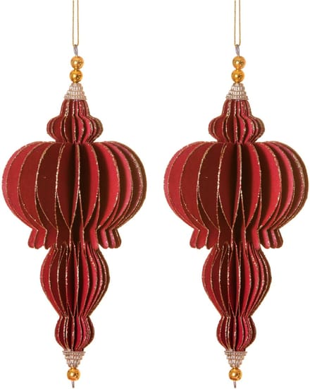 HOGEWONING BV - 2 rode en gouden origami-hangers 13 cm