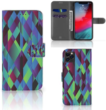 Apple iPhone 11 Pro Max Book Case Abstract Green Blue