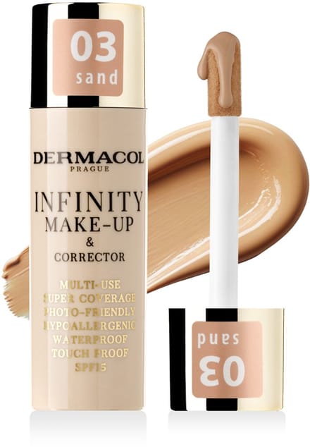 Dermacol Infinity Make-up en Concealer - Multifunctioneel - Super Dekking - Waterproof en Hypoallergeen - SPF 15 - 03 Sand