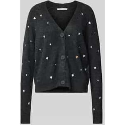 Comfort fit gebreid jack met geborduurd hart