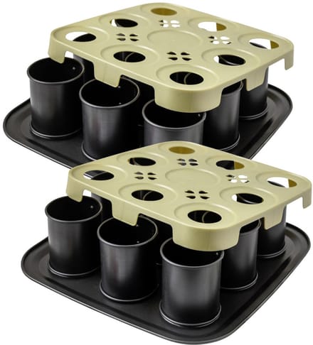 Set van 2 individuele cakevormen 9 holtes met deksel 29 x 29 cm Zenker Bake Click and Go