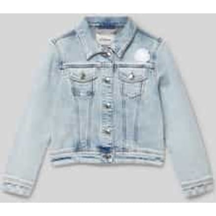 Regular fit jeansjack met garment dye en bloemenapplicatie