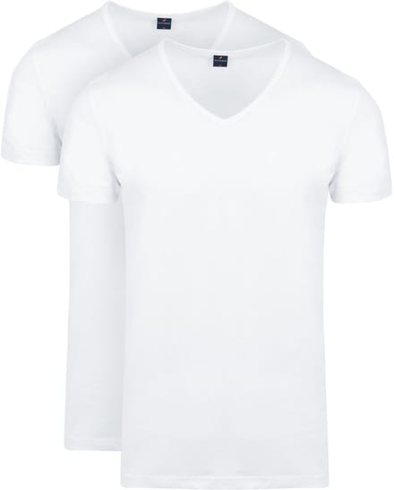Suitable Vita T-Shirt V-Hals Wit 2-Pack - Maat M - Heren - Basic T-shirt - Ondershirt