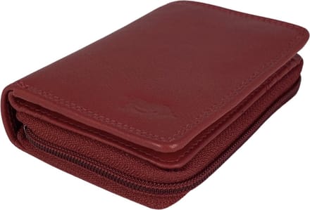 Portemonnee Dames Leer - Portemonnee Heren - Portefeuille - Leer - RFID - Ritsportemonnee - Rood