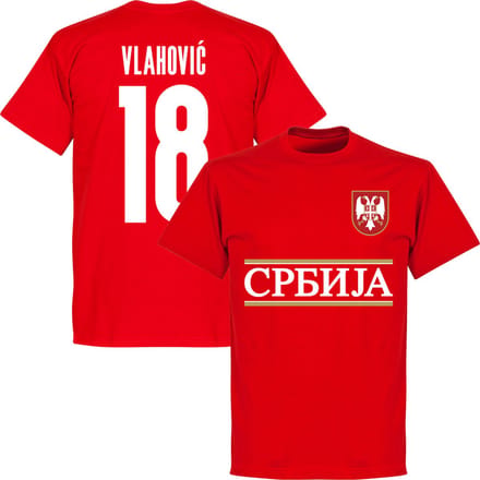 Servië Vlahovic 18 Team T-Shirt - Rood - XL