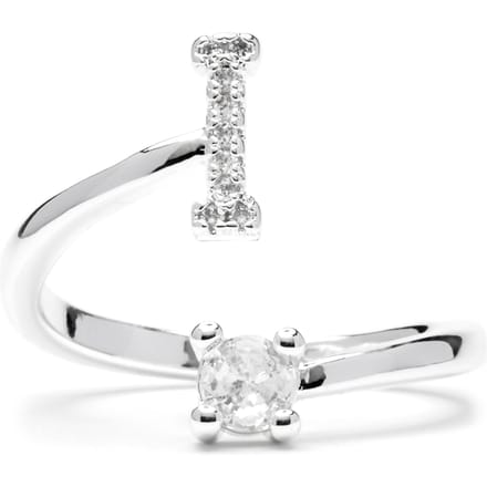 Luxenter Ring met glanzende zirkonia, zilveren afwerking - Alphabet