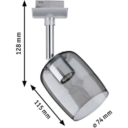 Paulmann Blossom 230V-railsysteem lamp URail Chroom (mat), Rookglas