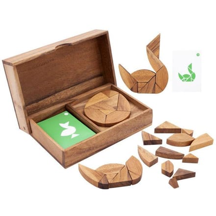 Double Tangram Egg – Houten Puzzelspel – Educatief Denkspel – Tangram Eivorm – Logische Hersenkraker – Engelhart