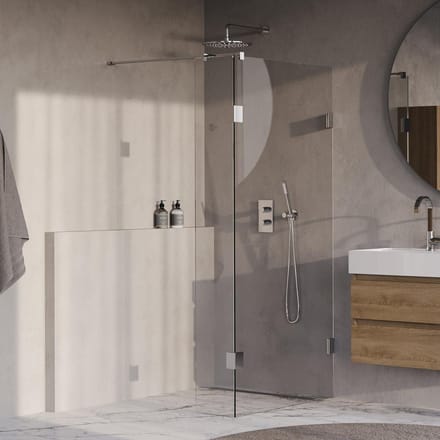 Brauer Void - Inloopdouche - Helder Glas - 100 x 200 cm - met Zijwand 30 cm - incl. Glascoating - Chroom