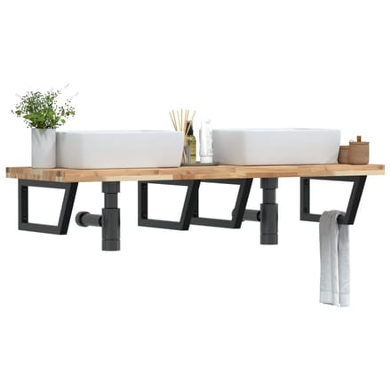 vidaXL - Badkamer - wandschap - staal - en - massief - acaciahout