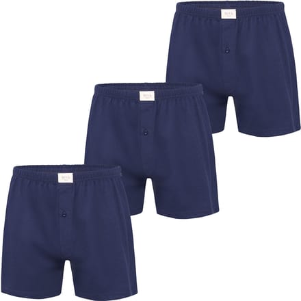 Phil & Co Wijde Boxershorts Jersey Stretch Effen Navy Blauw 3-Pack - Maat M