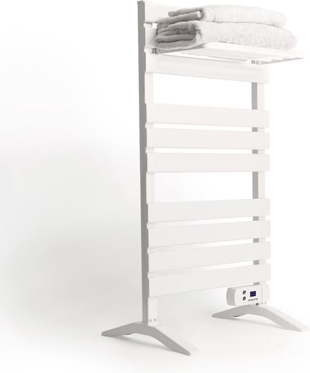 CREATE - Elektrische handdoekhouder 500W - Wit - Met poten - Met legbord 3 spijlen - WARM TOWEL