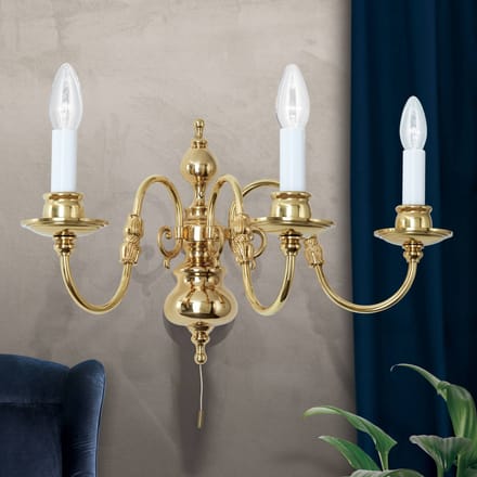 ORION Wandlamp Imke 3lamps messing gepolijst