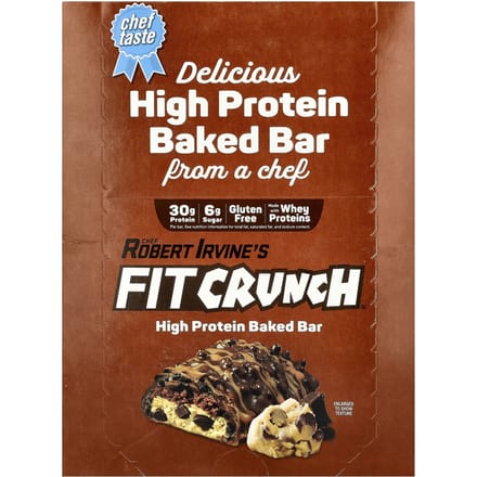 FITCRUNCH, Barres Cuites Protéines de Whey, Pâte à Cookie aux Pépites de Chocolat, 12 barres, 3,10 oz (88g) chaque