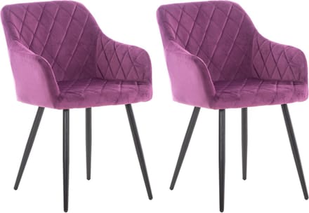 CLP Shila Set van 2 eetkamerstoelen - purper Fluweel