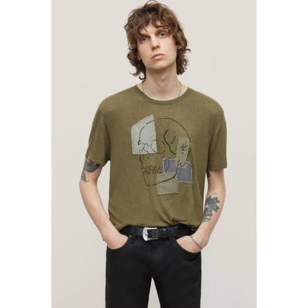 John Varvatos Ss Crew Tee - Patchwork Skull Olive Taglia: S | T-shirt stampate Outlet | Uomo | Verde