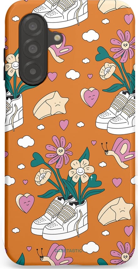 Casetastic hoesje geschikt voor Samsung Galaxy A26 - Dubbellaagse bescherming - Hartentuin - Fashion Case - Terracotta Zand Lichtgrijs