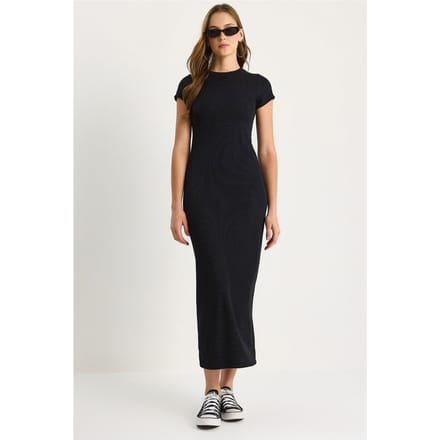 Slim Fit Crew Neck Maxi Jurk