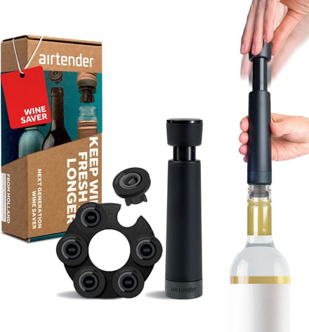 Airtender Wine Saver | Vacuümpomp | Vacuümpomp | 6x Vacuümstopper | GIFTBOX | Made in Holland